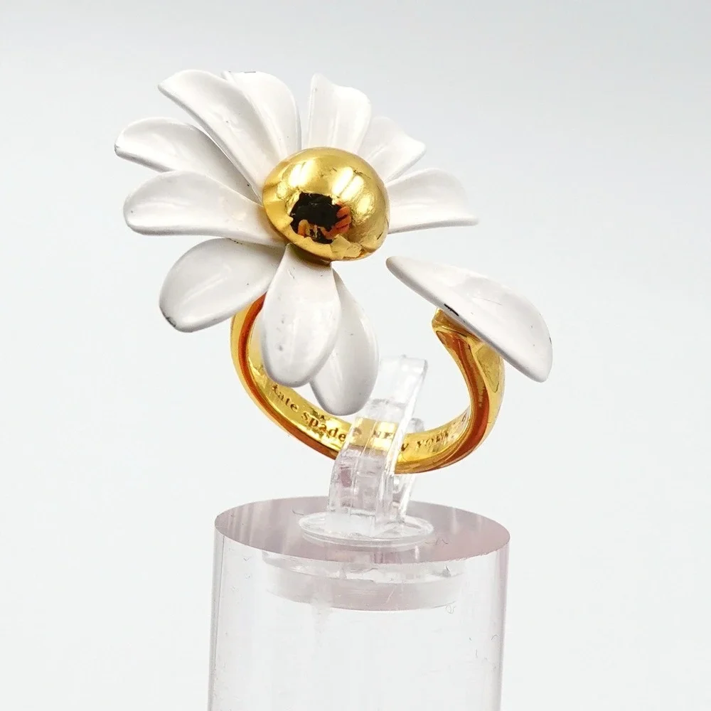 kate spade NY Dazzling Daisie Gold Tone Daisy Flower Open Ring Size 5 Botanical